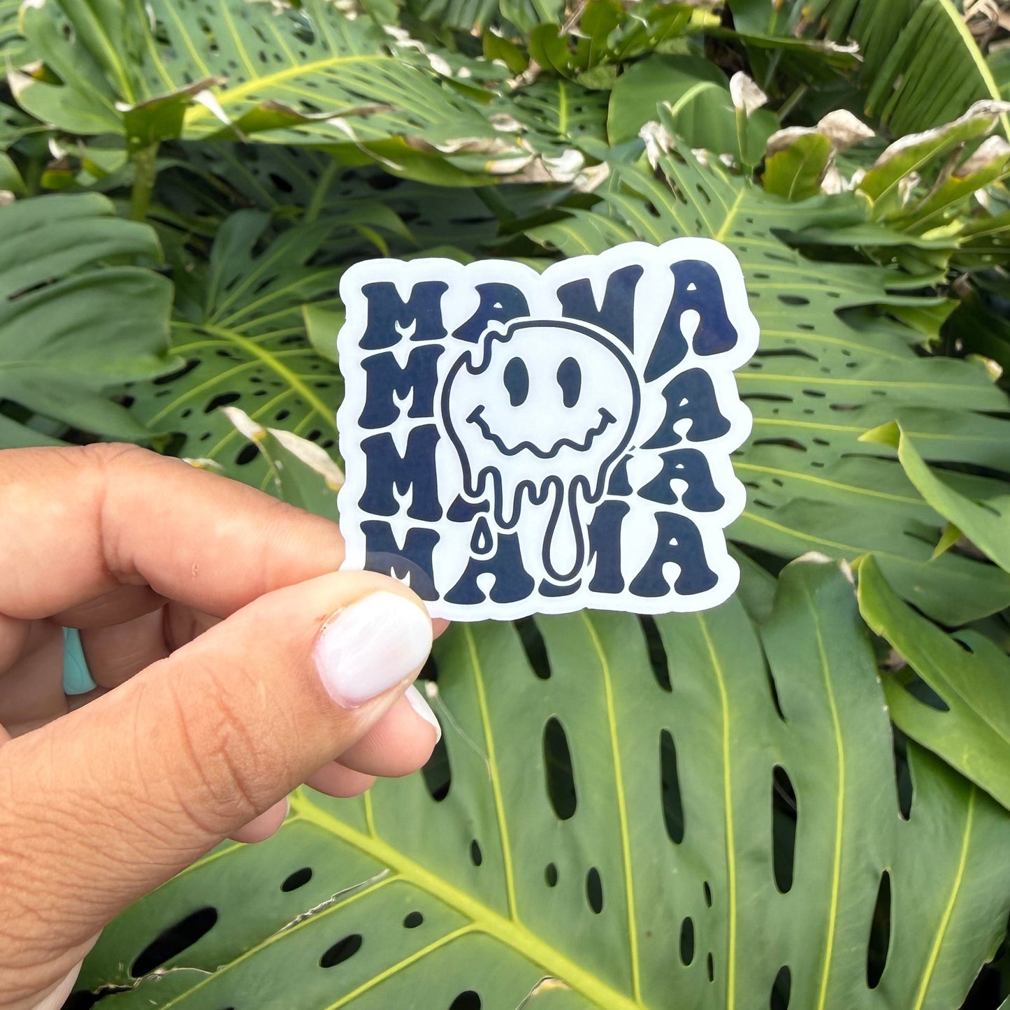 MAMA SMILEY BLACK - TRANSPARENT VINYL STICKER