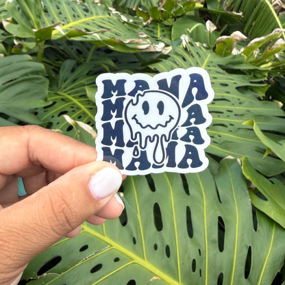 MAMA SMILEY BLACK - TRANSPARENT VINYL STICKER