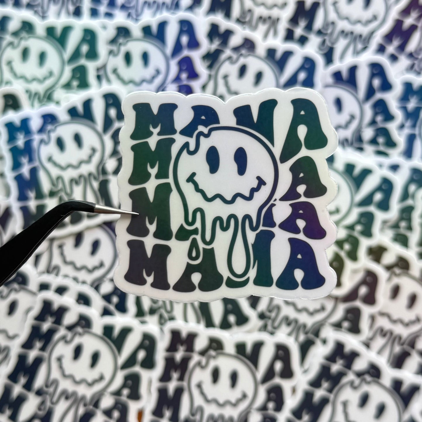 MAMA SMILEY BLACK - TRANSPARENT VINYL STICKER