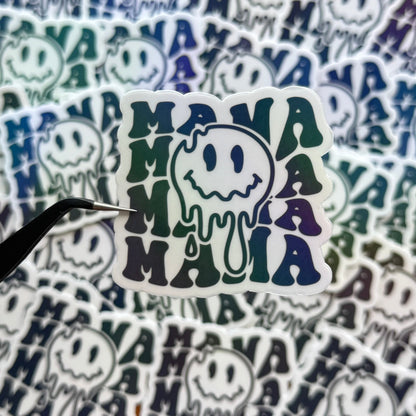 MAMA SMILEY BLACK - TRANSPARENT VINYL STICKER