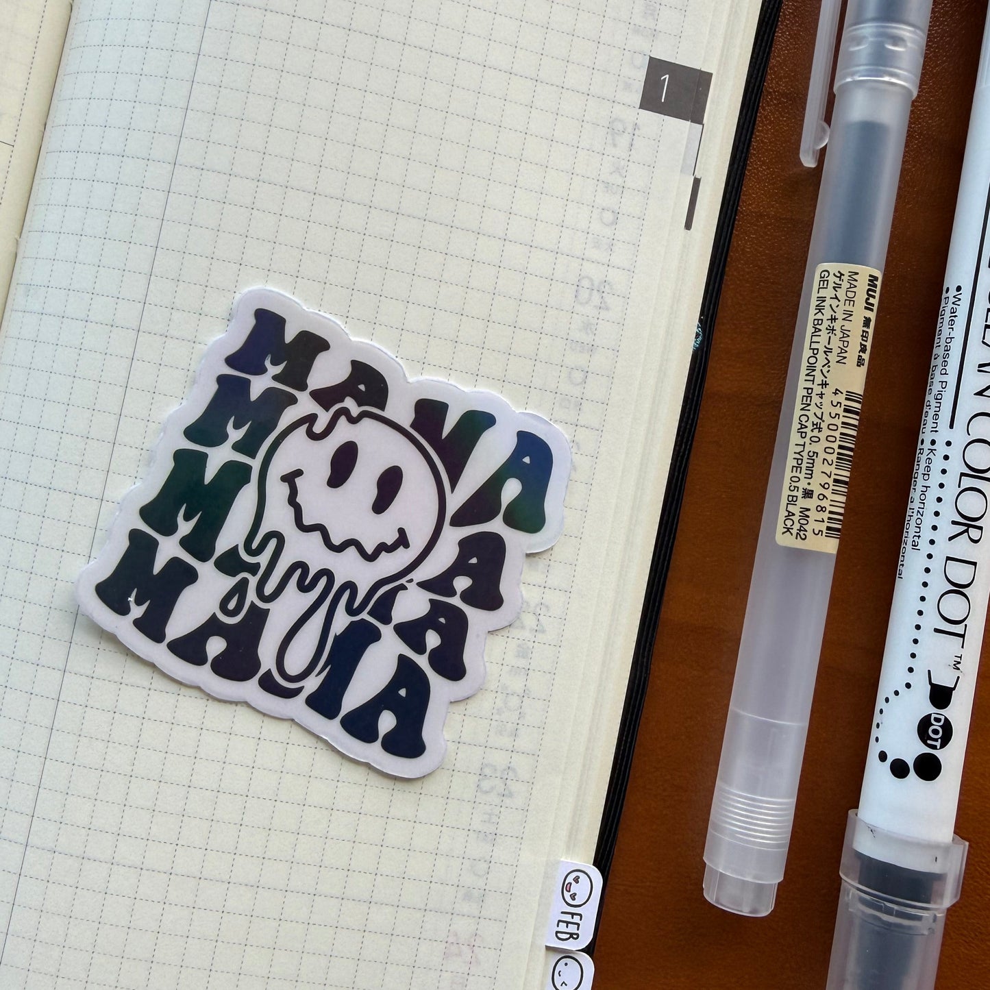MAMA SMILEY BLACK - TRANSPARENT VINYL STICKER