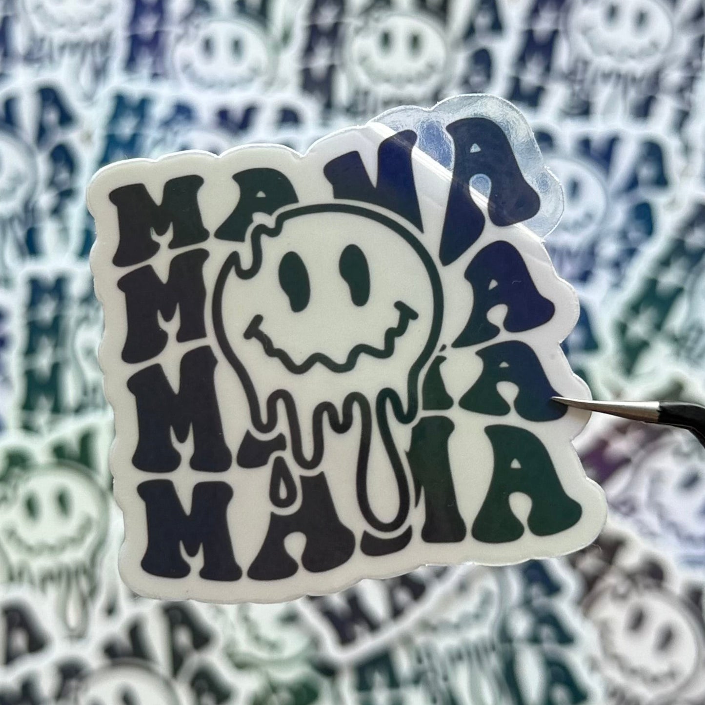 MAMA SMILEY BLACK - TRANSPARENT VINYL STICKER