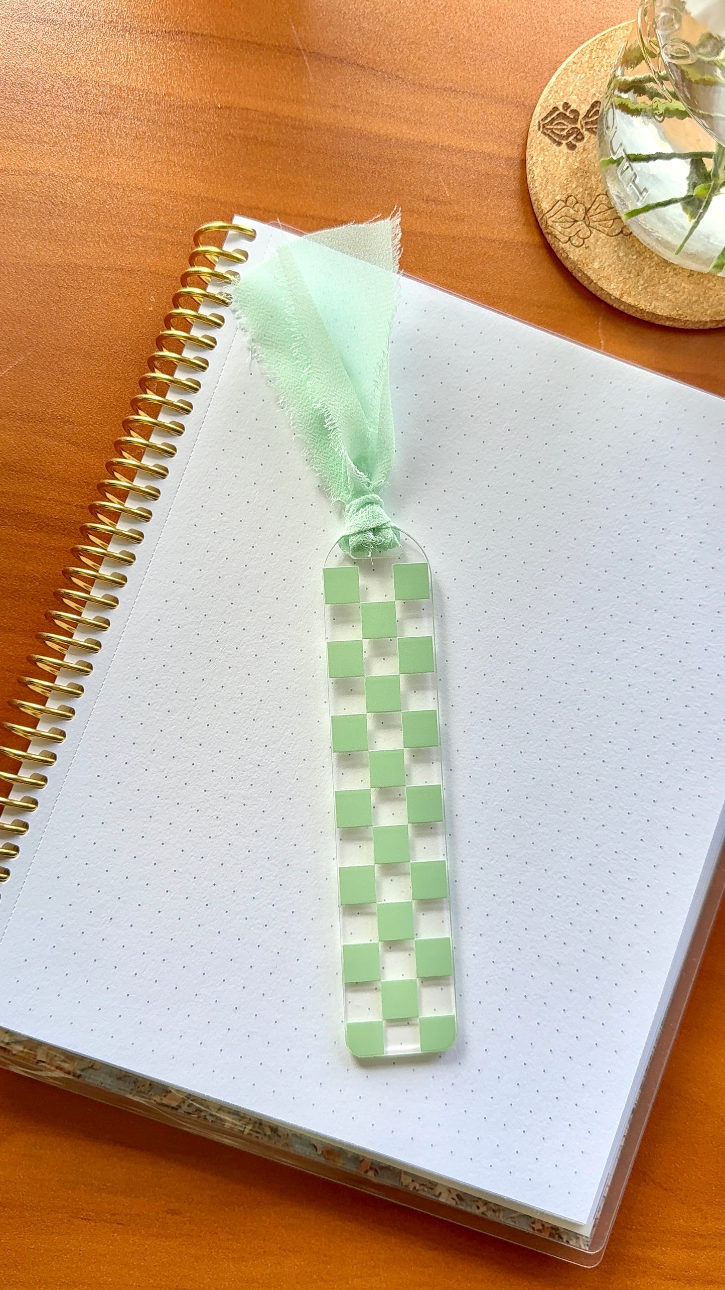 Matcha Checkered Acrylic Bookmark