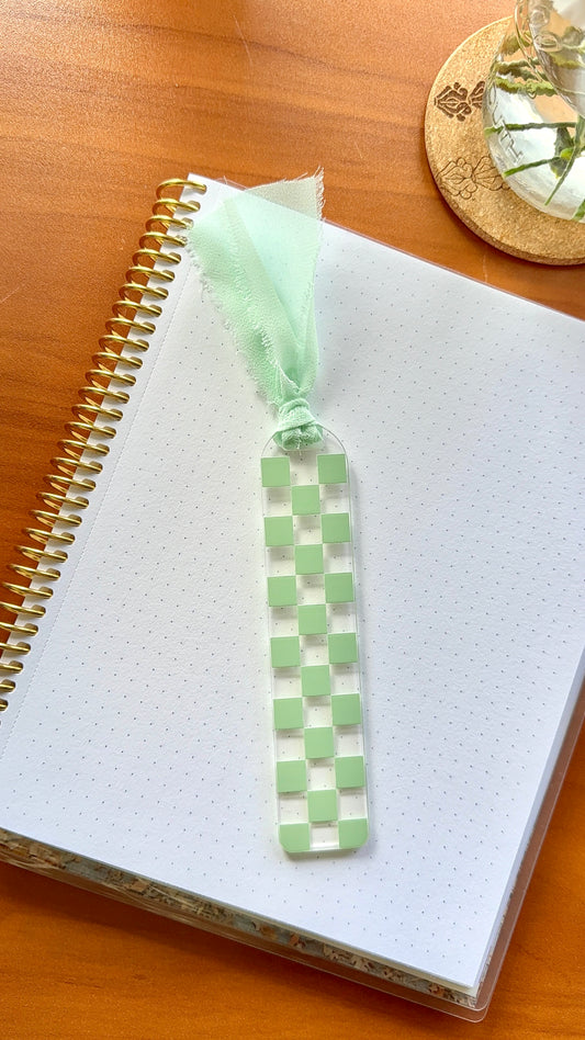 Matcha Checkered Acrylic Bookmark
