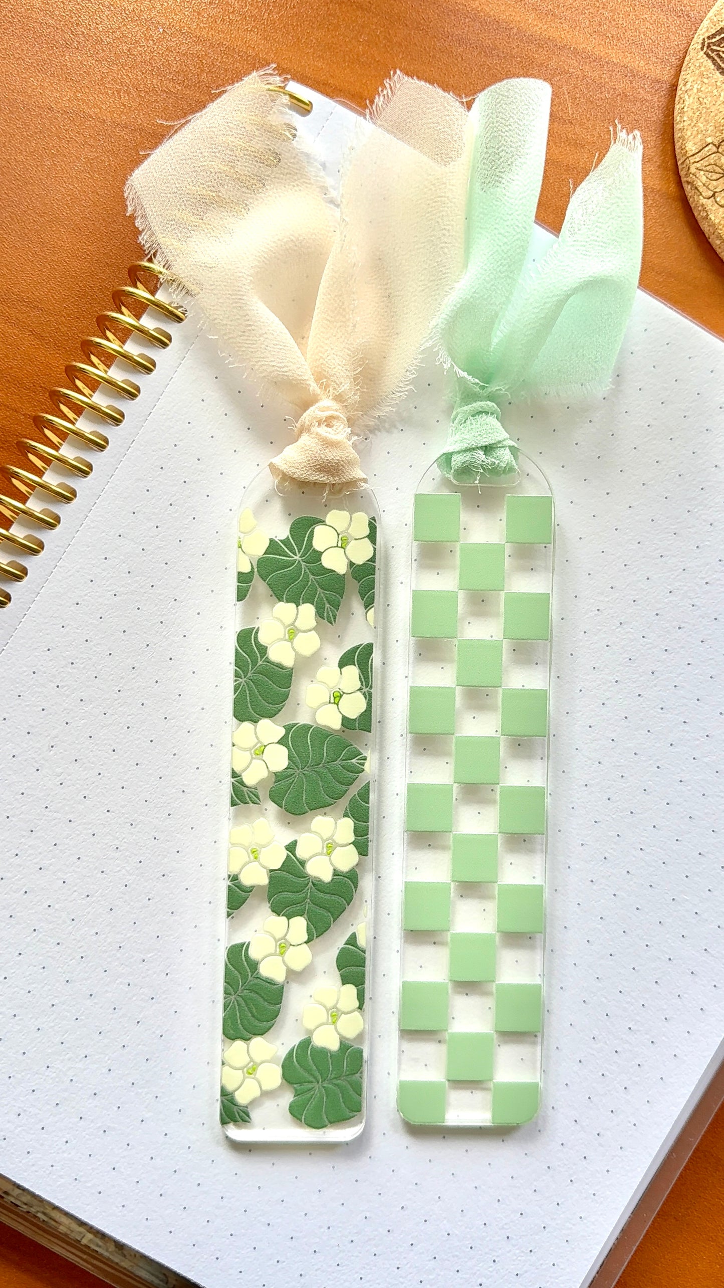 Matcha Checkered Acrylic Bookmark