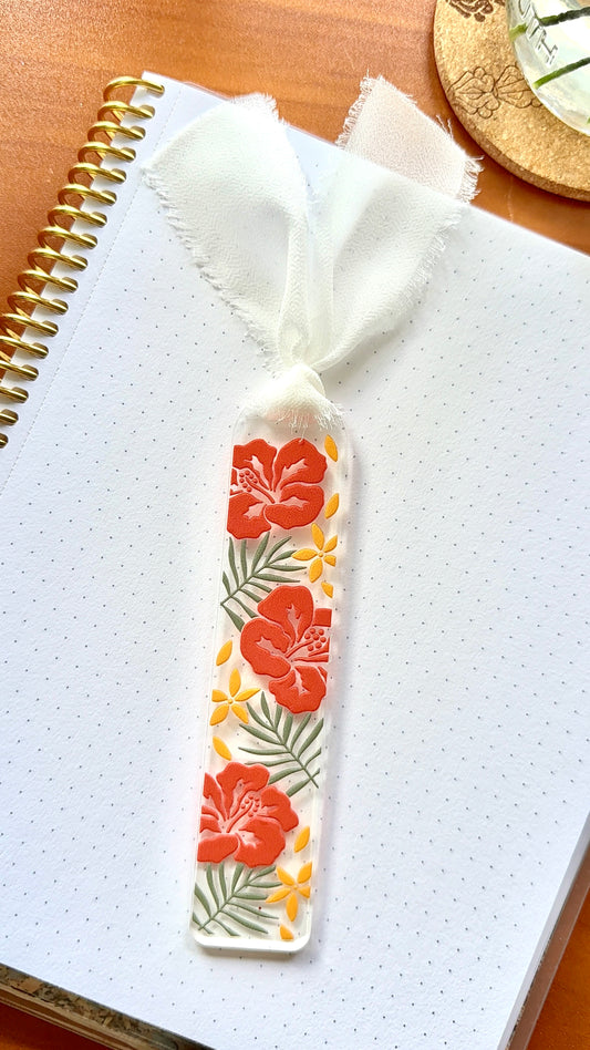 Hibiscus Palm Acrylic Bookmark