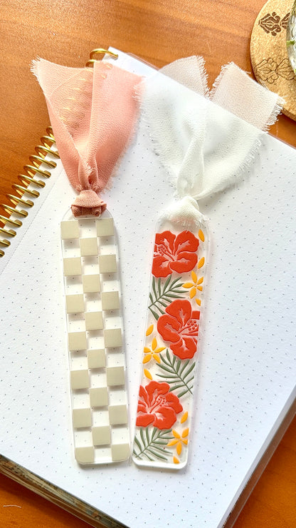 Hibiscus Palm Acrylic Bookmark